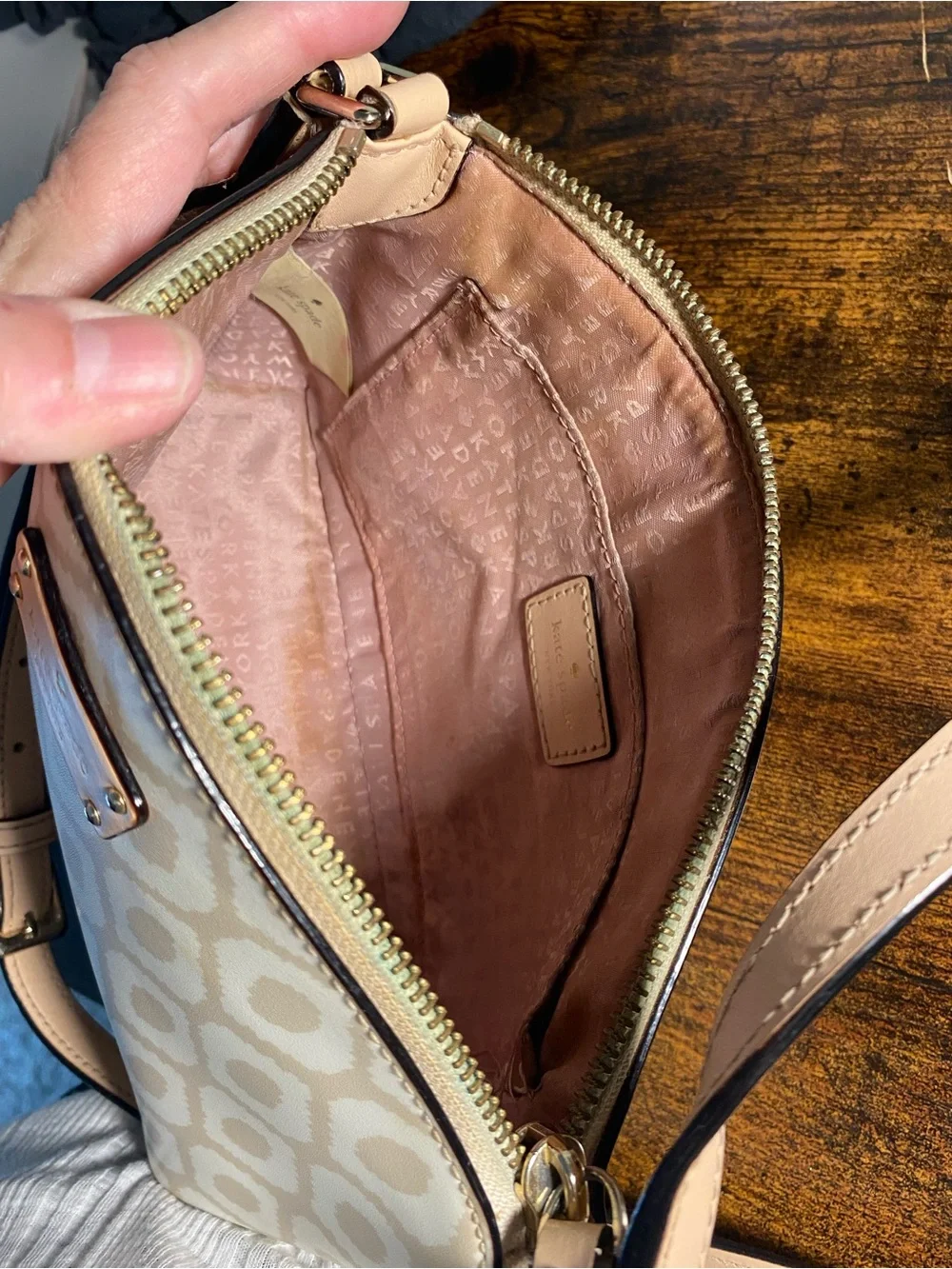kate spade Cream and Tan Ikat Crossbody Bag